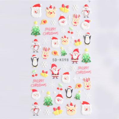 China Nails Press 2021 Embossed Color Christmas Snowflake Snowman Bird Nail Sticker By Amazon Hot Sale Nail Art 5D Border Adhesive Stickers for sale