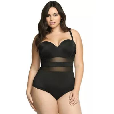 China 2020 breathable new solid color large size one-piece mesh swimwear stitching fat woman bikini manufacturer wholesale for sale