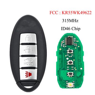 China Smart Remote Fob 4 Button 315MHZ ID46 Main Chip For Infiniti A50L QX50 FX35 Q70L QX60 FX25 Q60 09-13 FCC: KR55WK49622 K26001 for sale