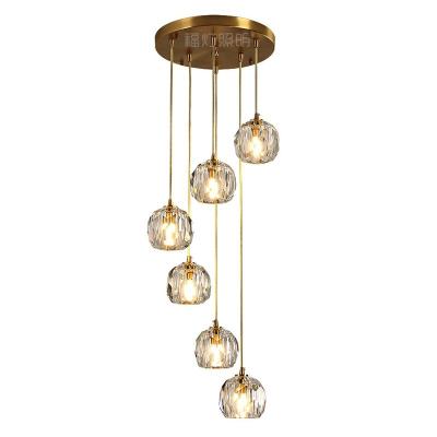 China Modern Crystal Pendant Light Copper Chandelier LED Bulb G9 for Hotel Foyer for sale