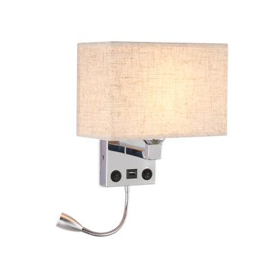 China Wall Lamp With USB Charging Hotel Bedside LED Wall Reading Lamp With USB Charging Port For Phone for sale