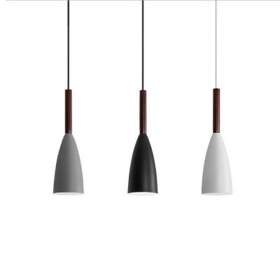 China Chandeliers Modern Modern Pendant Lamp Nordic Design NEW White Pendant Light With Wood Rod for sale