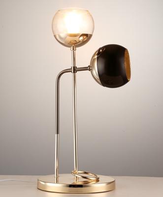 China Indoor Decorative Antique Vintage Table Lamp Iron Plating Glass Ball Desk Night Light For Bedroom for sale