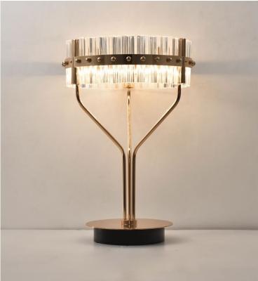 China Function LED Table Lamps Crystal Shade Brass Base Side Table Lamp Reception Luxury Hotel Bedroom Lighting for sale