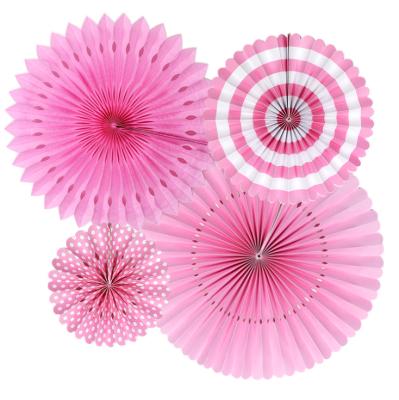 China 4 packs Paper Fans Baby Shower Supplier Engagement Party Decorations Paper Pinwheels Paper Rosettes factory manufacturer for sale