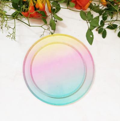 China Party new round flat plate disposable party paper tableware picnic board for sale