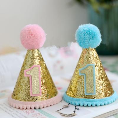 China 1st Birthday Hat First Birthday Outfit Baby Boy Girl Birthday Decor Pink and Blue Birthday Party Hat Manufacturer for sale