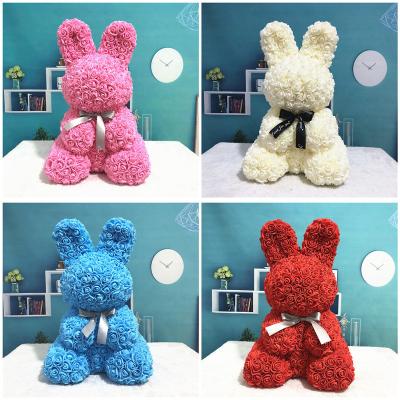 중국 Amazon Easter Hare PE Flower Rose Easter Rabbit Girlfriend Gift Valentines Gift Rose Bunny Rose Bear China Manufacturer 45cm 판매용