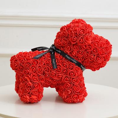 China Red PE rose puppy rose bear rose dog birthday wedding valentine's day gift 40cm en venta