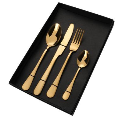 China Viable Hot Sale Gold Knife Fork Spoon Wedding Flatware Set Gold Silverware Set Cutlery Stainless Steel Cutlery for sale