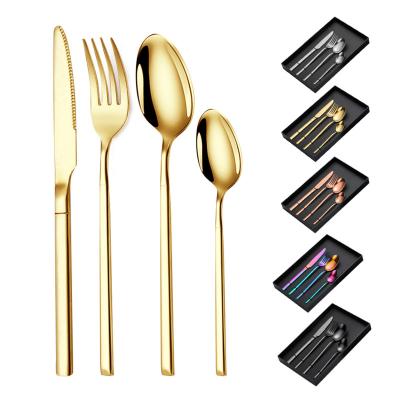 China Viable Hot Sale Gold Knife Fork Spoon Stainless Steel Cutlery Set Gold Silverware Set Flatware Wedding Cutlery for sale