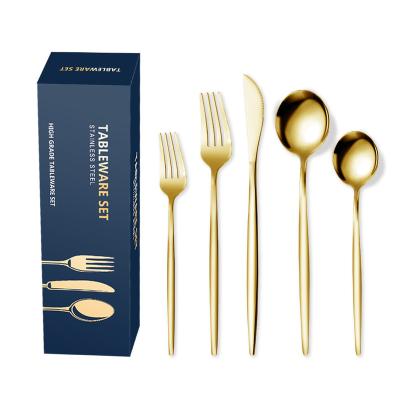 China Viable Gold Stainless Steel Tableware Party Dining Creative Silverware Restaurant Small Knife And Fork Spoon Handle Wedding Flatware for sale