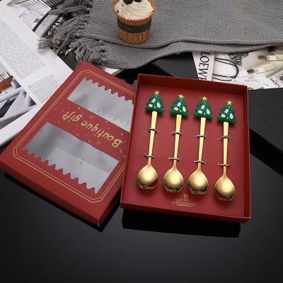 China Viable Hot Sale Christmas Gift Box Stainless Steel Cutlery Set Popular Fork Spoon Silverware Gold Travel Cutlery Reusable Gift Box for sale