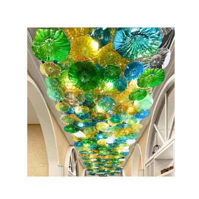 China Modern handmade flower glass lamp led fixture hotel lobby decoration chandelier light for ceiling wedding for sale