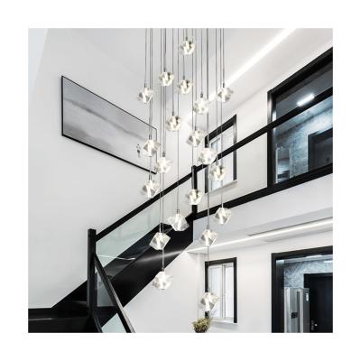 China Modern Modern Hotel Decoration Gold Staircase Corridor Pendant Light Crystal Chandelier for sale