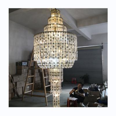 China Modern Custom Luxury Multilayer Round Crystal Chandelier Strip Ice Light Pendent Lamp For Classy Club Wedding Themed Decoration for sale