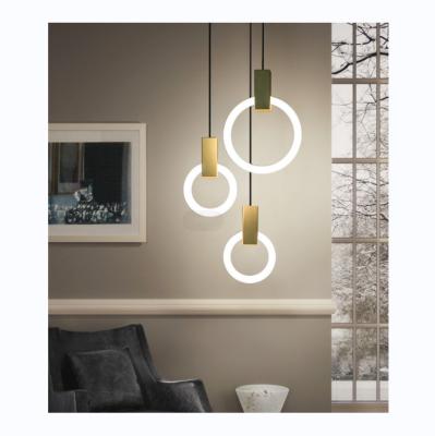 China Wholesale Modern Northern Europe White Acrylic Circular Led Pendant Light Chandelier For Hotel Villa Staircase Bedroom Restaurant for sale