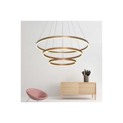 China Modern Minimalist Led Chandelier Rings Home Lighting Brushed Ceiling Mounted Chandelier Lighting Hanging Lamp Gold&Coffee Color for sale