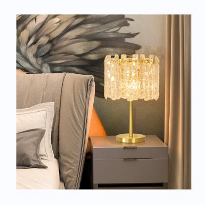 China Luxury simple modern post modern all copper transparent frosted glass table lamp for living room household villa high-end lighting for sale