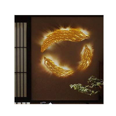 China Chinese style new personality porch background wall fish wall lamp creative spot feather modern restaurant wall lamp for sale