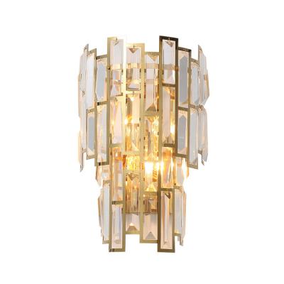 China Modern luxury crystal indoor led wall lamps hotel bedside living room sconce wall light Nordic decorative modern bedroom for sale