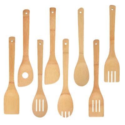 China 8 Pcs Spoons And Sustainable Bamboo Wooden Spatula Cookware for sale