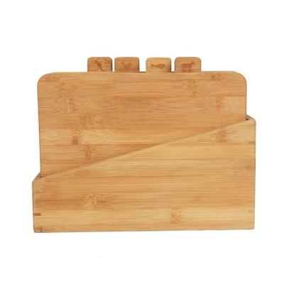 China Large Sustainable OEM Private Label Organic For Kitchen Cutting Set With Holder Index Bamboo Cutting Board for sale