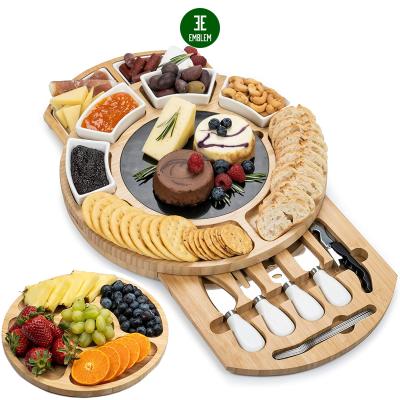 China Large Sustainable Log Charcuterie Board Set, Bamboo Cheese Board Set, Cheese Cutting Board Set for sale