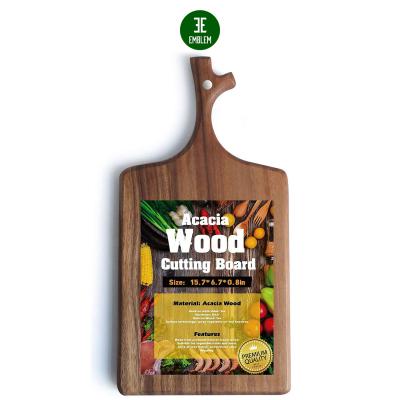 China Viable wooden cutting board with handle, acacia wood kitchen choppers for meat, cheese, bread for sale