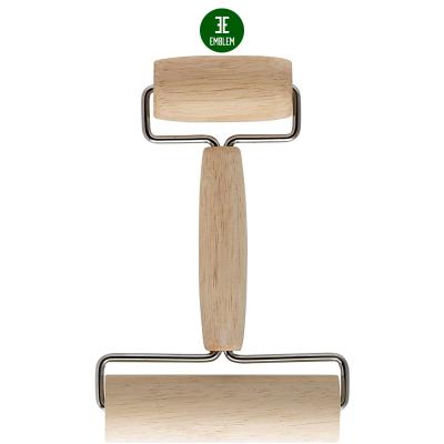 China Sustainable Pizza Roller Wooden Pastry Dough Roller With Handle Non Stick Wooden Pins For Double Baking Dough Baking Roller for sale