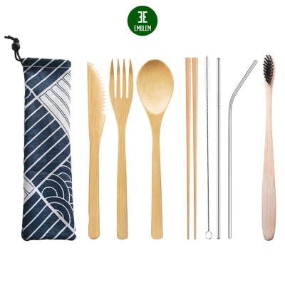 China Sustainable Bamboo Cutlery Set Travel Bamboo Utensils Reusable Bamboo Utensils for sale