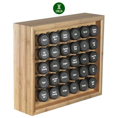 China Sustainable bamboo wood spice rack, include 60 4oz jars bamboo wood for sale