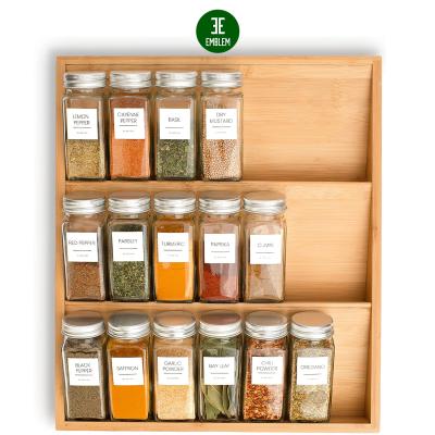 China Sustainable Spice Drawer Organizer For Kitchen, Bamboo Spice Rack Organizer For Drawer for sale