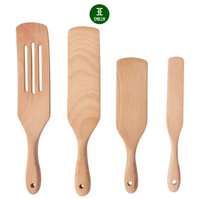 China Sustainable Spurtles Kitchen Tools , Wooden Spurtle Set 4pc Spatula For Non Stick Cookware Oatmeal for sale