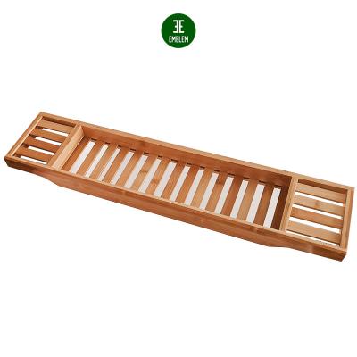 China Sustainable Wooden Bath Cart Bamboo Bathtub Organizer Tray Bamboo Tub Cart Trays for sale