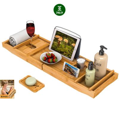 China Sustainable Natural Bamboo Tub Trolley Tray for Luxury Bath, Bamboo Trolley Tray, Bamboo Tub Bath Trolley Trays for sale