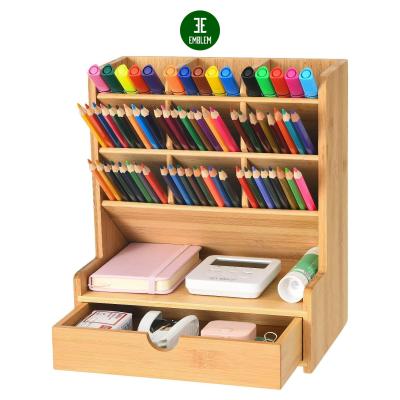 China Organize and Store a Wide Variety of Items Bamboo Pen Organizer, Multifunctional Pencil Organizer for Office for sale