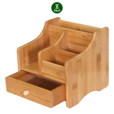 China Organize and Store a Wide Variety of Natural Bamboo Organizer Desktop Storage of Office and Home Items for sale