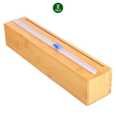 China Sustainable Bamboo Wooden Plastic Envelope Dispenser With Slide Cutter Also For 12 Inch Aluminum Foil, Parchment Paper, Cling Envelope Dispenser for sale