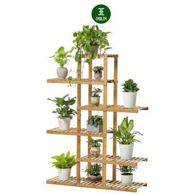 China Plant Stand Rack Bamboo Flower Racks Natural Bamboo Flower Stand Bamboo Pot Shelf for sale