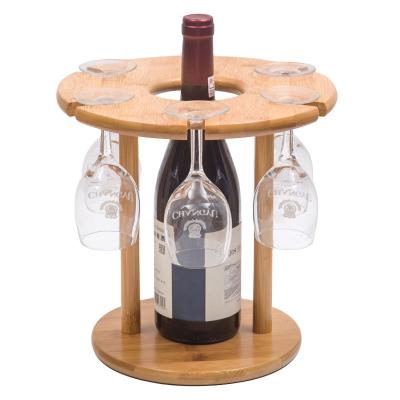 China Portable Wine Bottle Holder Wine Rack for 1Wine Bottles and 6 Glasses for sale