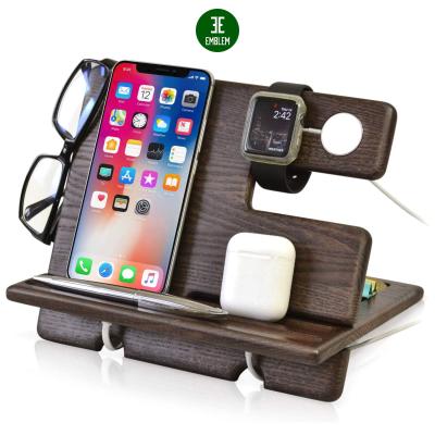 China Adjustable Wooden Ash Key Holder Wallet Phone Docking Station Watch Organizer for sale