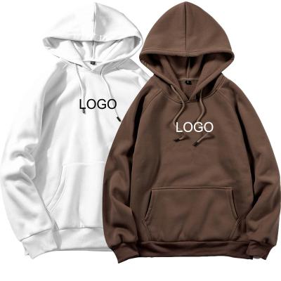 China Plain White Oversized Brown Men's Hoodies Plain White Oversized Brown Sports Wear Winter Custom Velor Pullover Hoodies Unisex Sweatshirts for sale