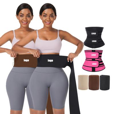 China Best Breathable Wholesale Double Waist Trainer Belt Custom Logo Latex Waist Trainer Slimming Private Label Waist Trainer Steel Boned Wrap for sale