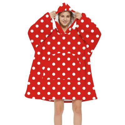 China Hot Selling Anti-pull Red and Black Oversized Sweatshirt Kids Blanket Hoodie TV Wearable Blanket with Sleeves for sale