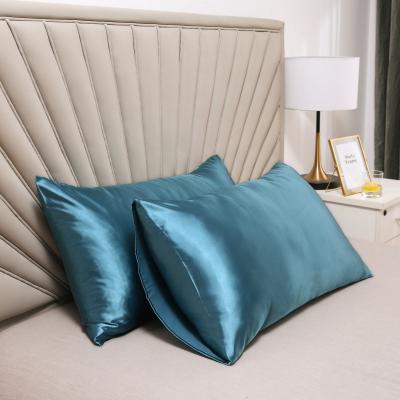 China Anti-static 20x30 Silk Satin Pillowcase Queen Size Silver Gray Inches Breathable Cool Pillow Cases 22mm for sale