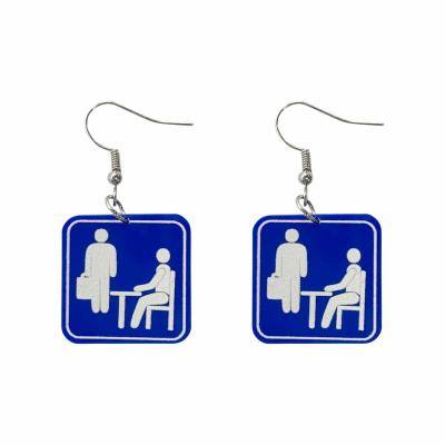 China TRENDY blue office stick figure sign acrylic dangle earrings for women trend earrings wholesale for sale