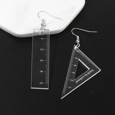 China Other Clear Acrylic Fashioned Right Angle Ruler Triangle Ruler Dangle Earrings for sale