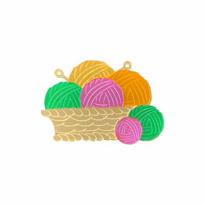 China Acrylic Laser Cutting Colorful Mirror Acrylic Made Cute Double Layer Design Yarn Ball Shape Fashion Brooch Pins for sale