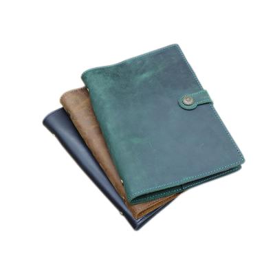 China Planner High Quality Vintage Paper Hardcover Book Wrapping Crazy Horse Soft Genuine Leather Enrollment Notebook for sale